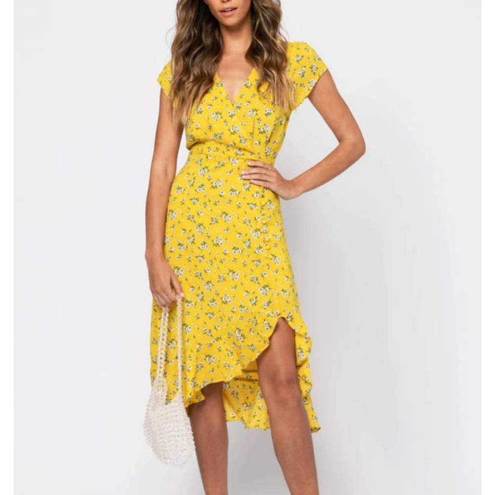 Tobi yellow floral midi dress